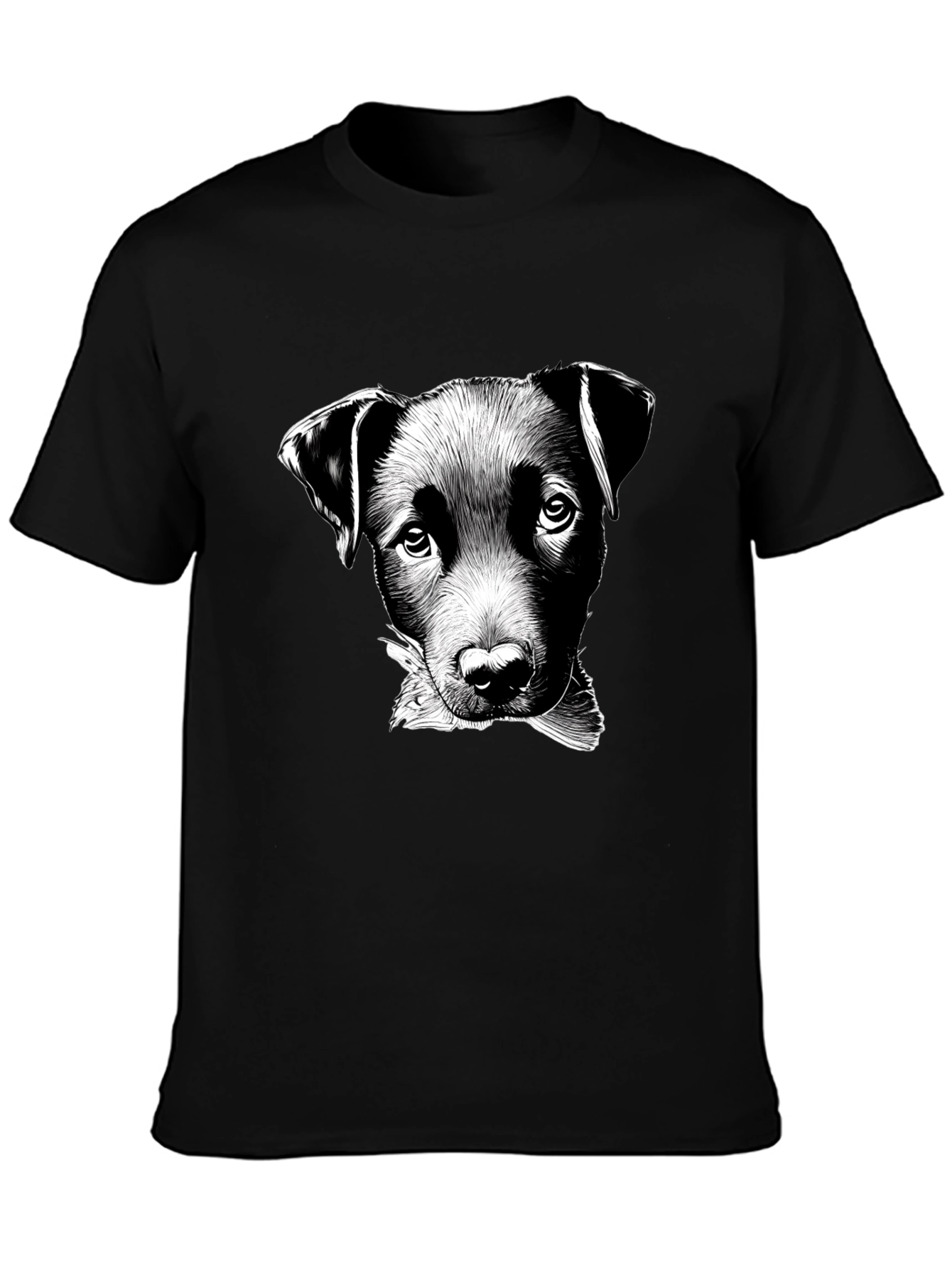Dog Sketch Graphic Black T-Shirt