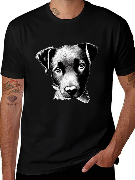 Dog Sketch Graphic Black T-Shirt