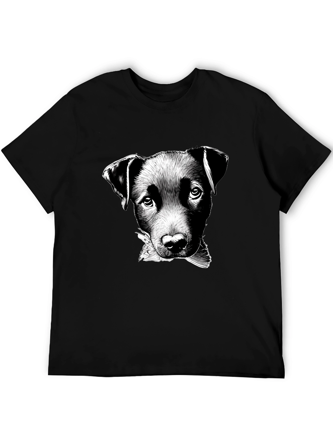 Dog Sketch Graphic Black T-Shirt