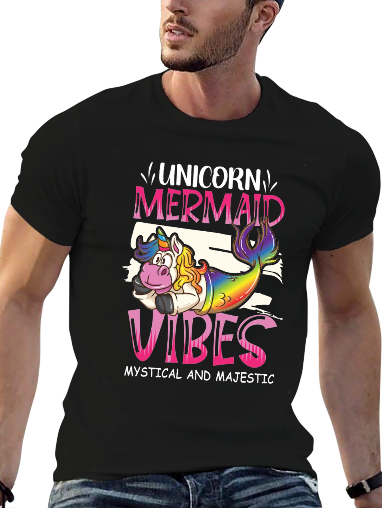 Unicorn Mermaid Vibes Graphic T-Shirt