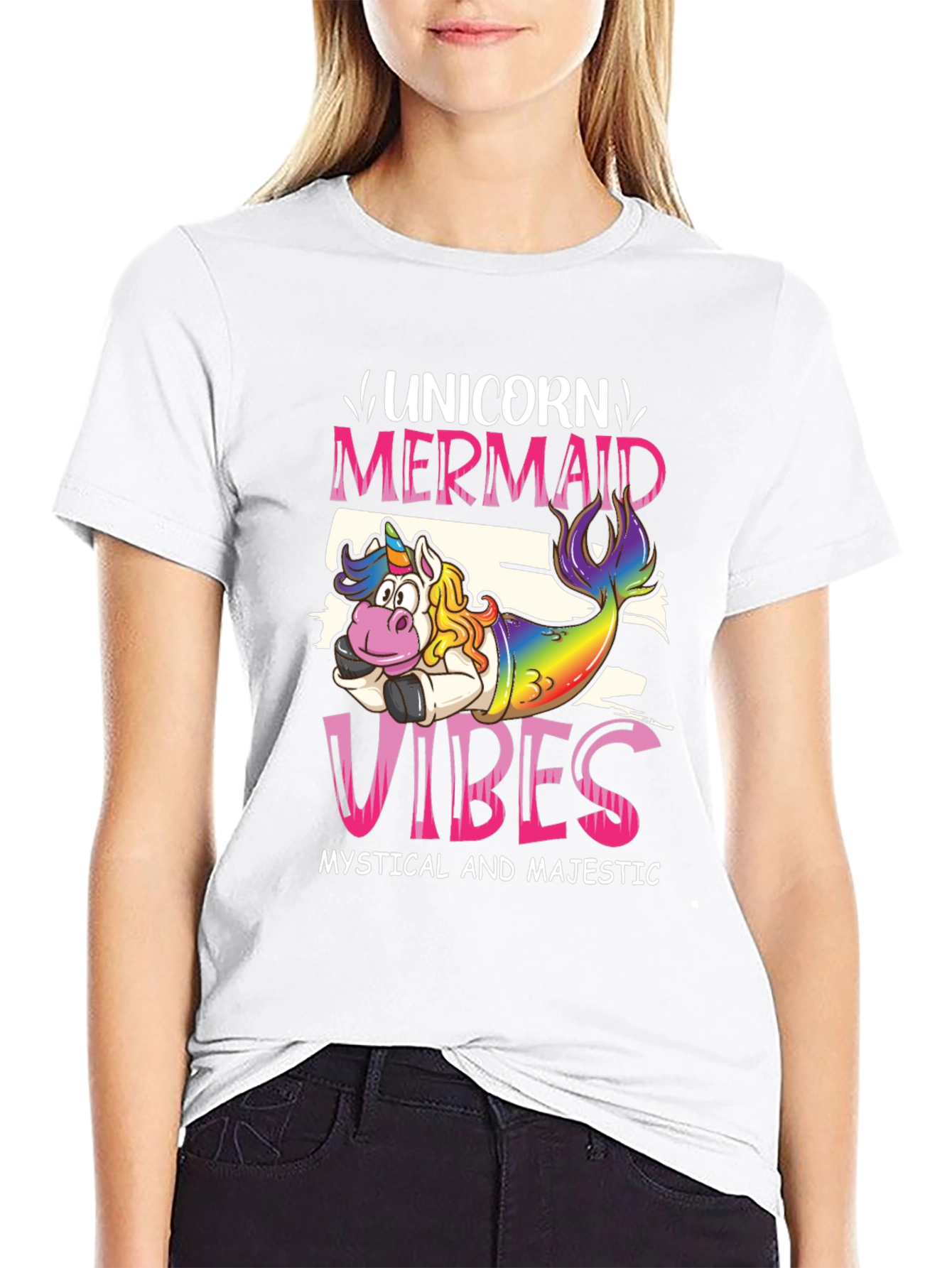 Unicorn Mermaid Vibes Graphic T-Shirt