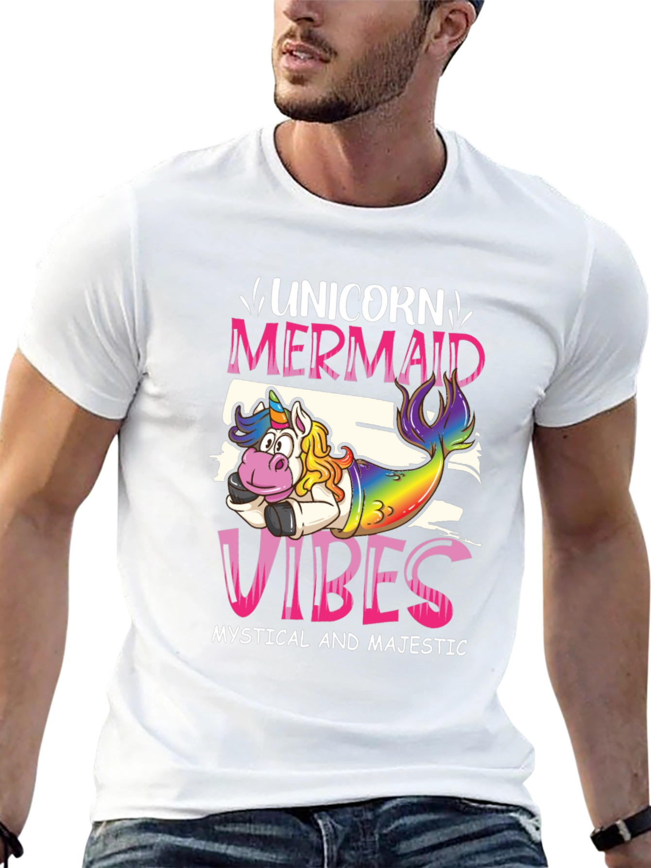 Unicorn Mermaid Vibes Graphic T-Shirt