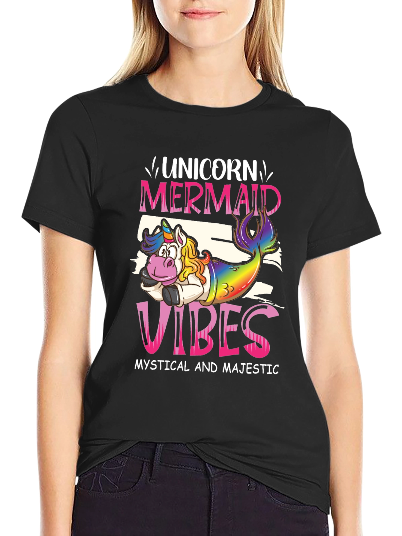 Unicorn Mermaid Vibes Graphic T-Shirt