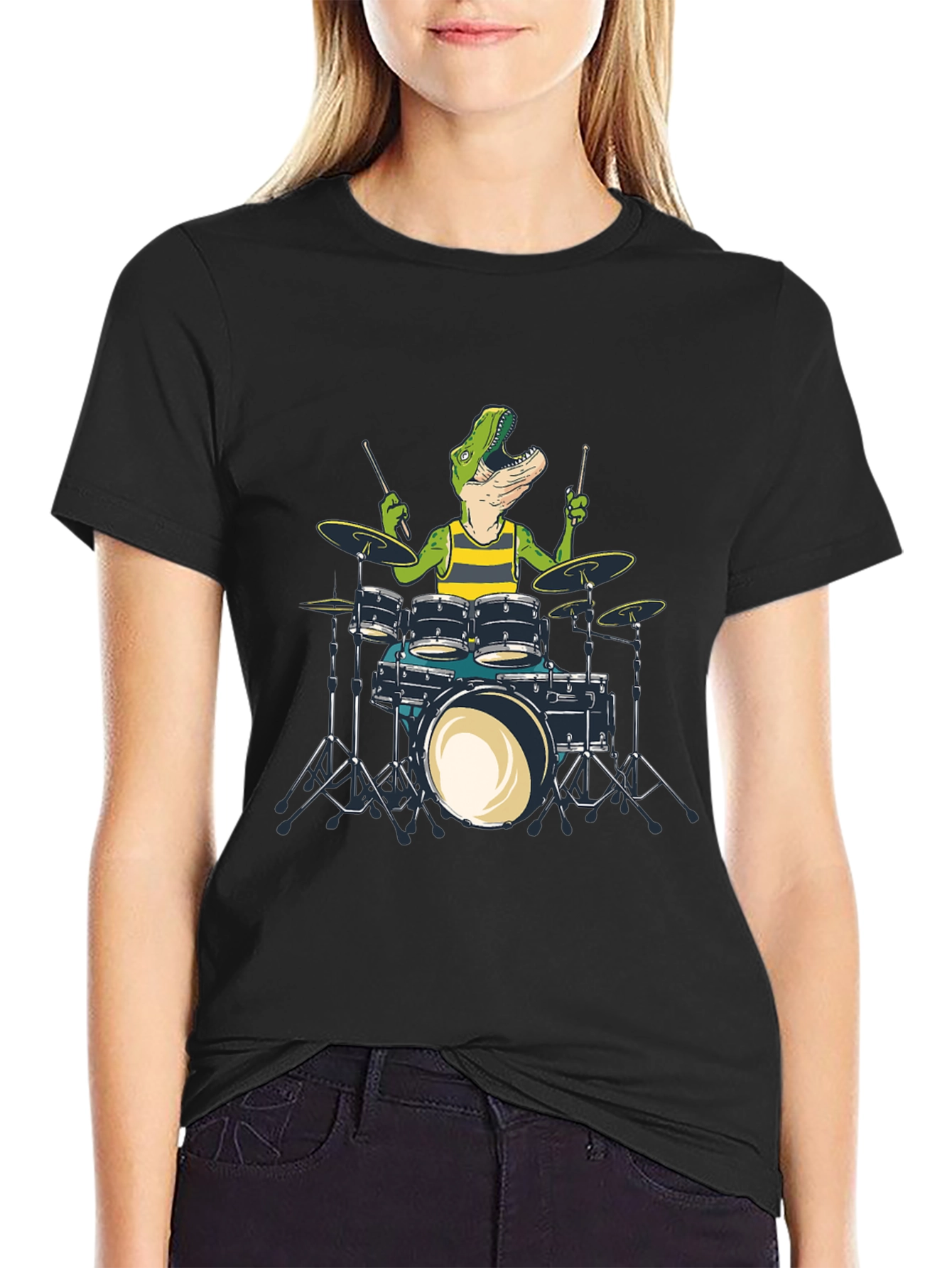 Dino Drummer Graphic Tee - Rock n Roar T-Shirt