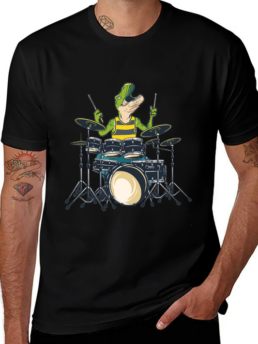 Dino Drummer Graphic Tee - Rock n Roar T-Shirt