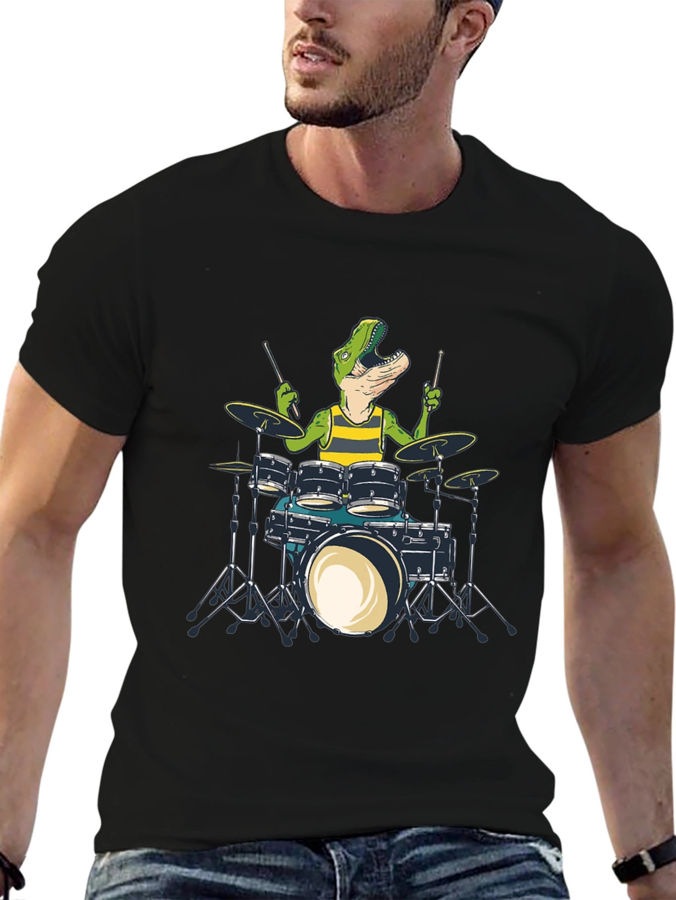 Dino Drummer Graphic Tee - Rock n Roar T-Shirt
