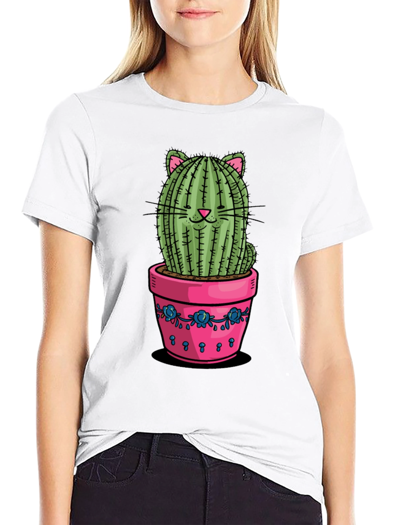 Cat Cactus Potted T-Shirt