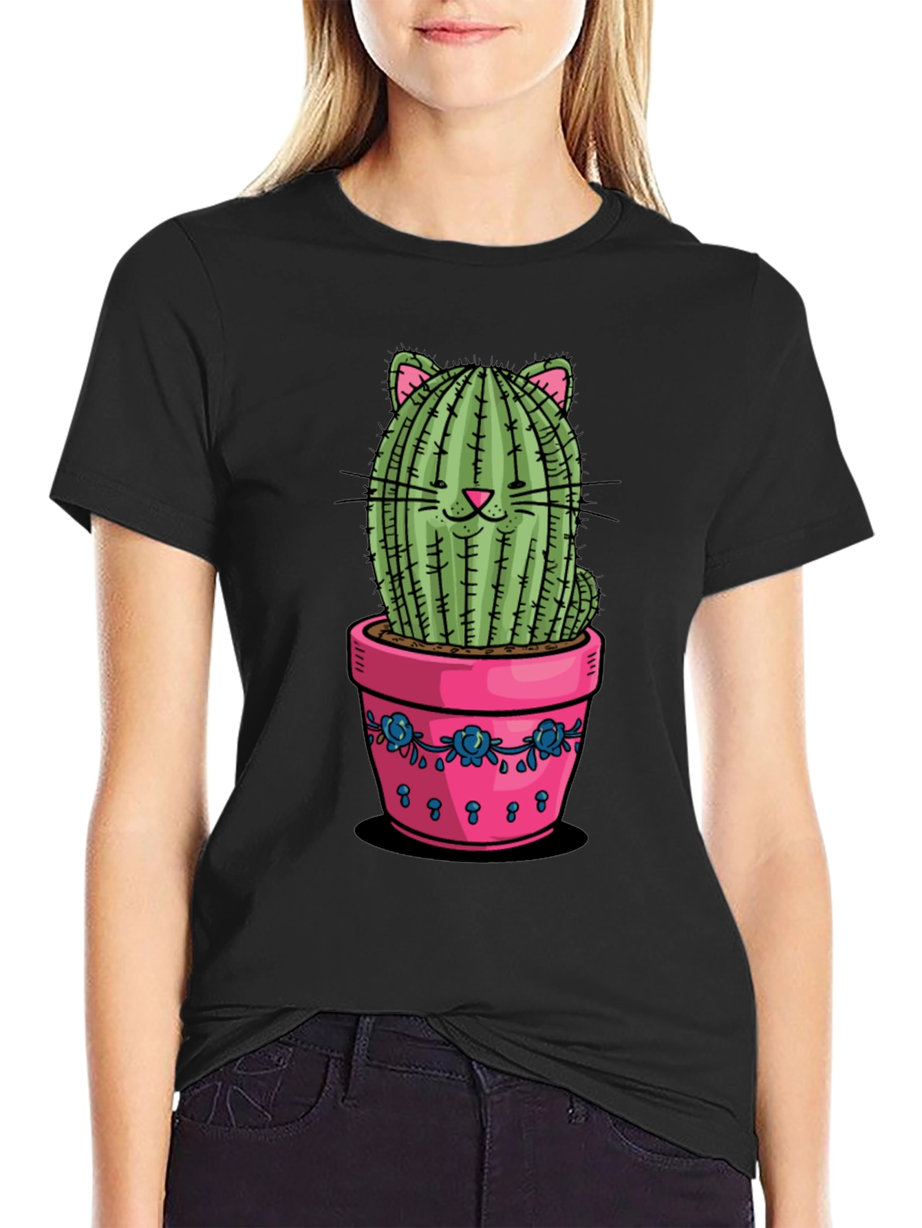 Cat Cactus Potted T-Shirt