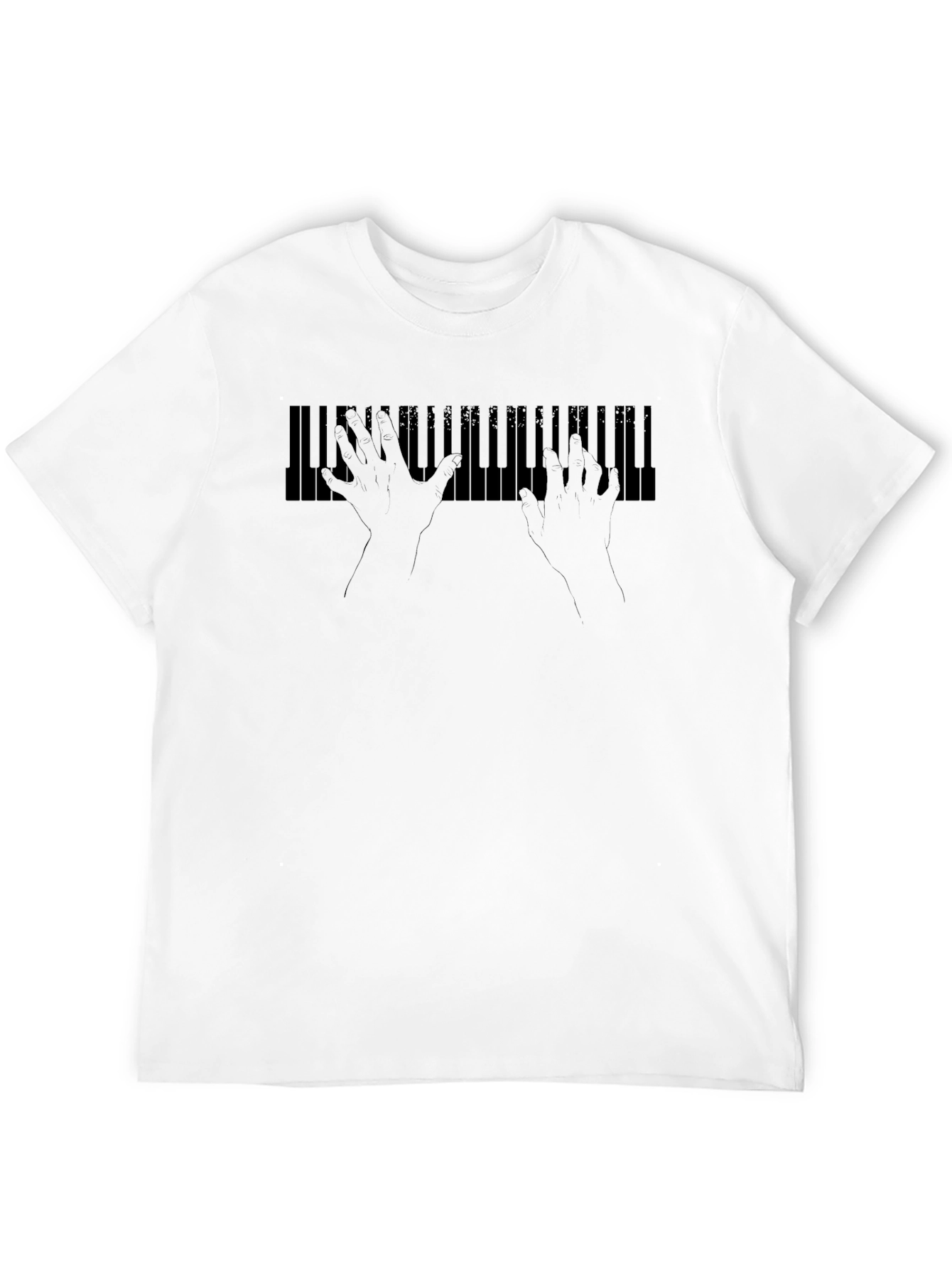 Piano Keys Hands Black Graphic Tee