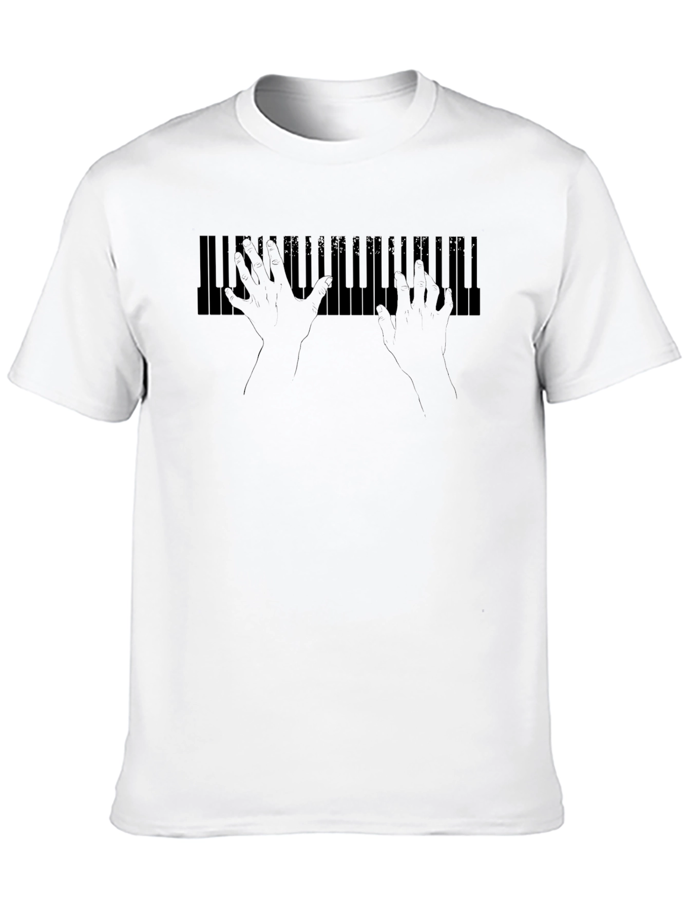 Piano Keys Hands Black Graphic Tee