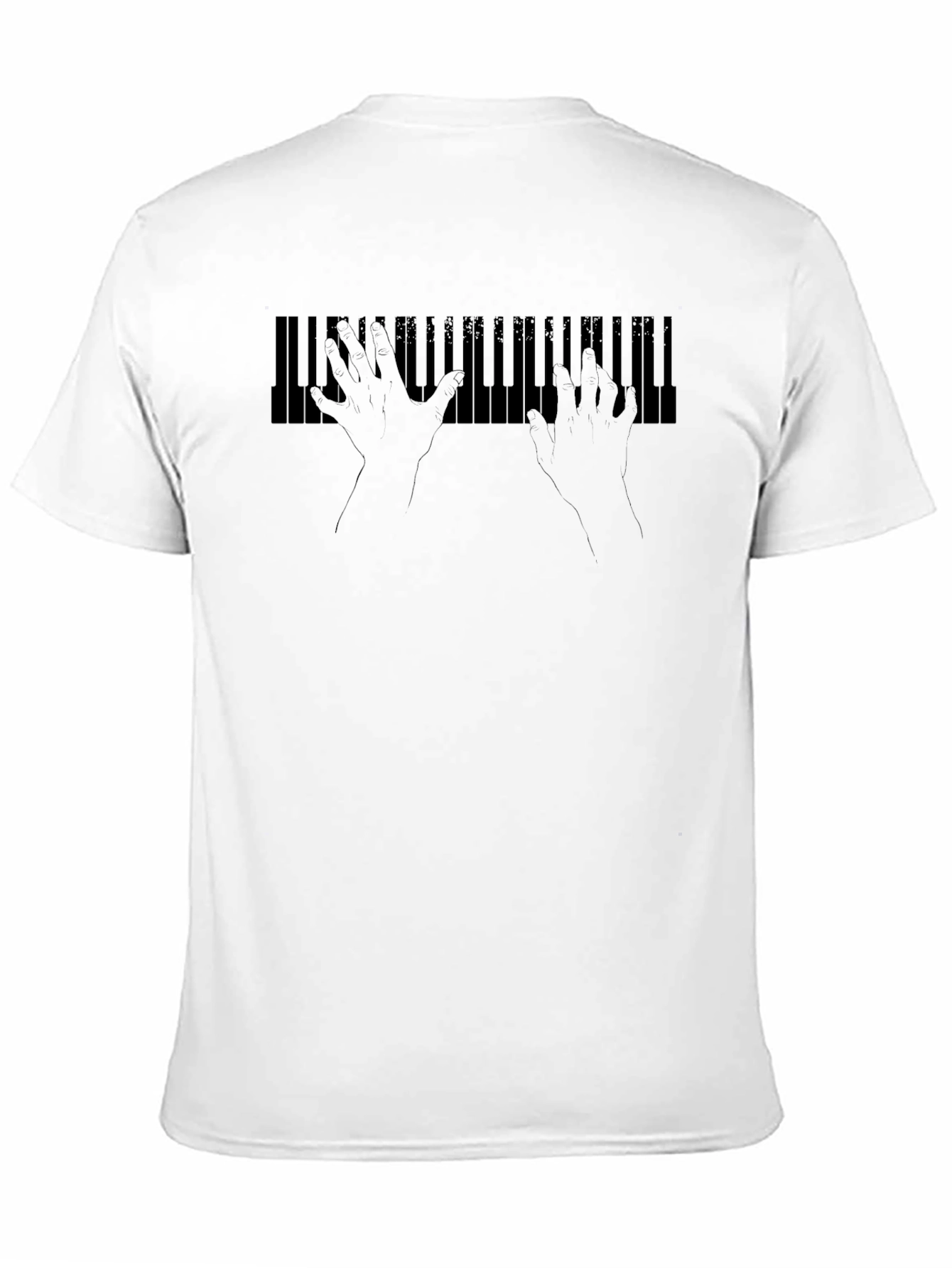 Piano Keys Hands Black Graphic Tee