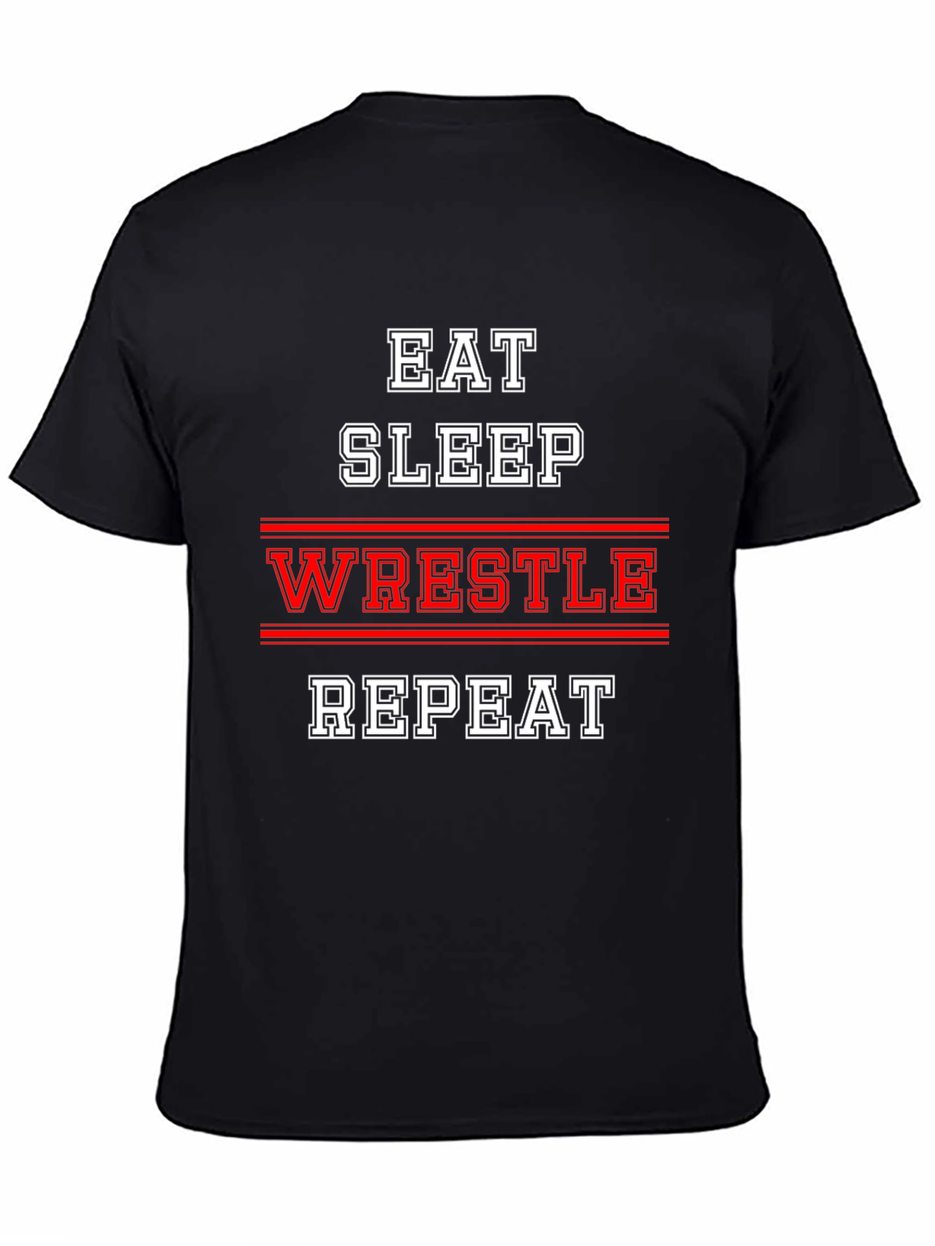 Eat Sleep Wrestle Repeat Black T-Shirt