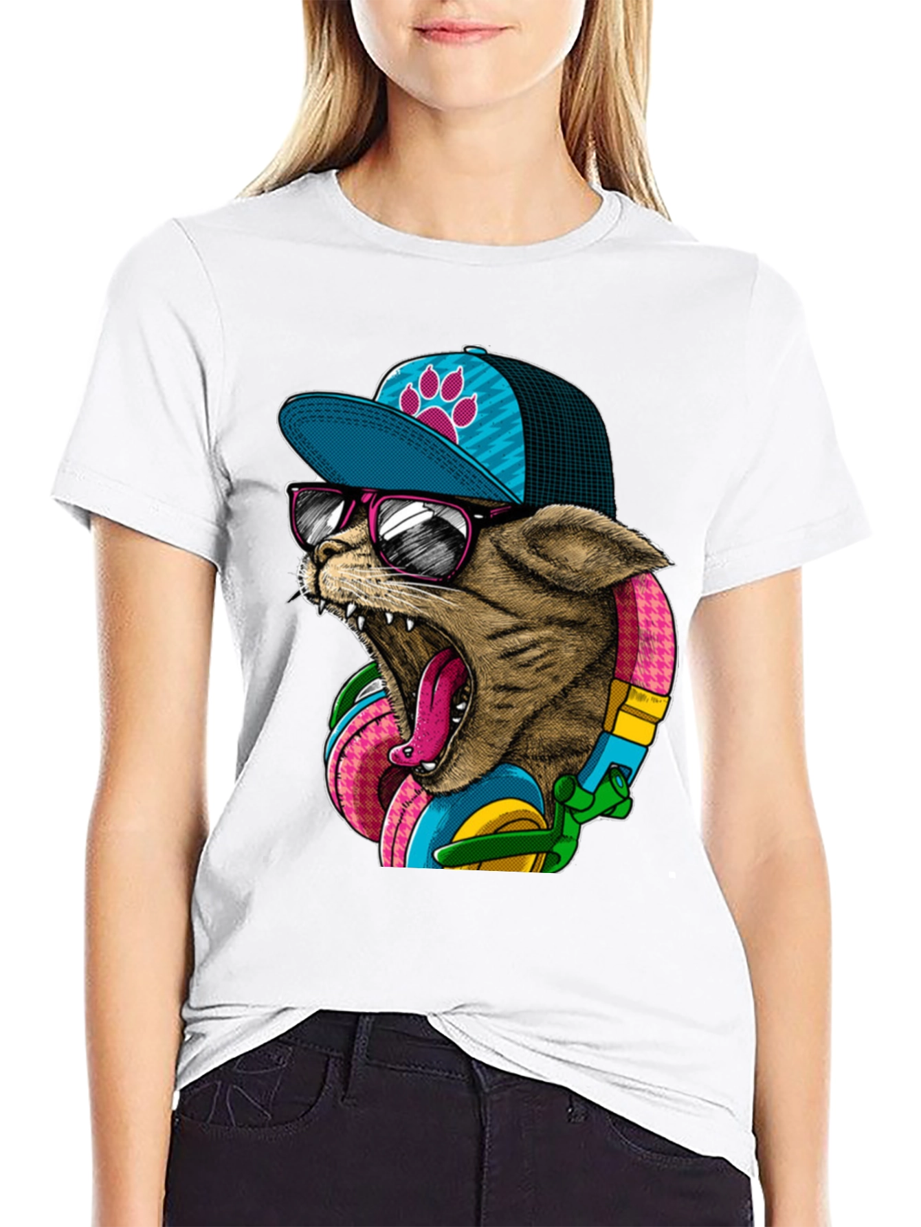 Cool Cat Graphic Tee - Trendy Streetwear Style