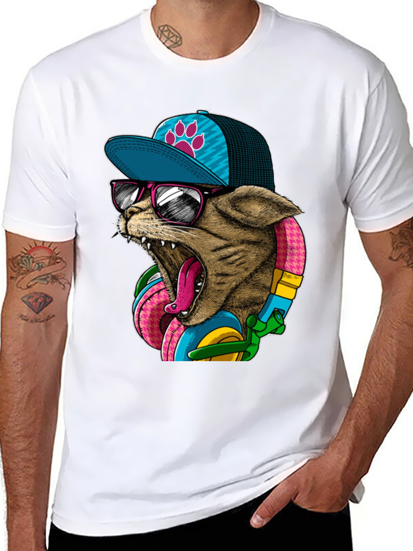 Cool Cat Graphic Tee - Trendy Streetwear Style