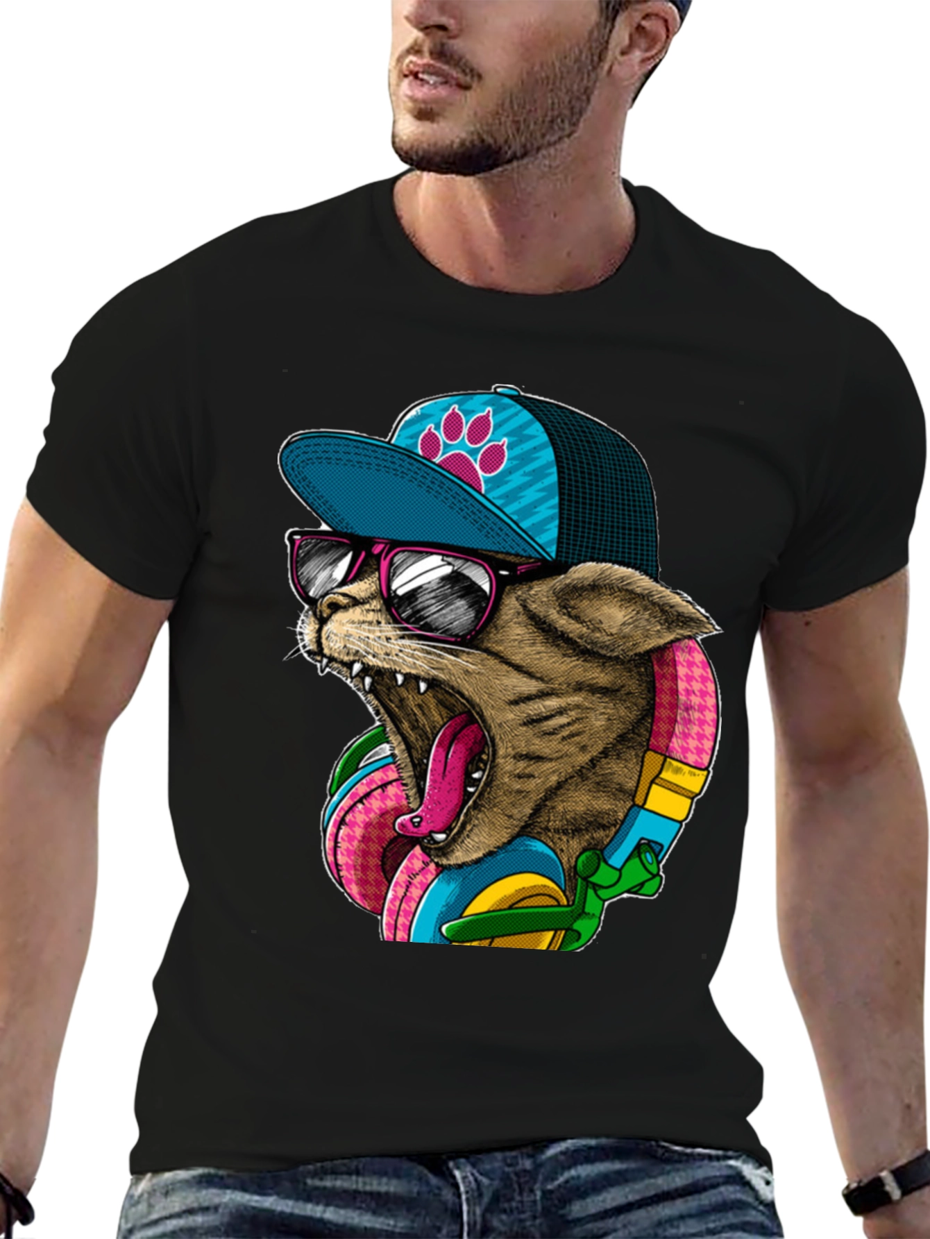 Cool Cat Graphic Tee - Trendy Streetwear Style