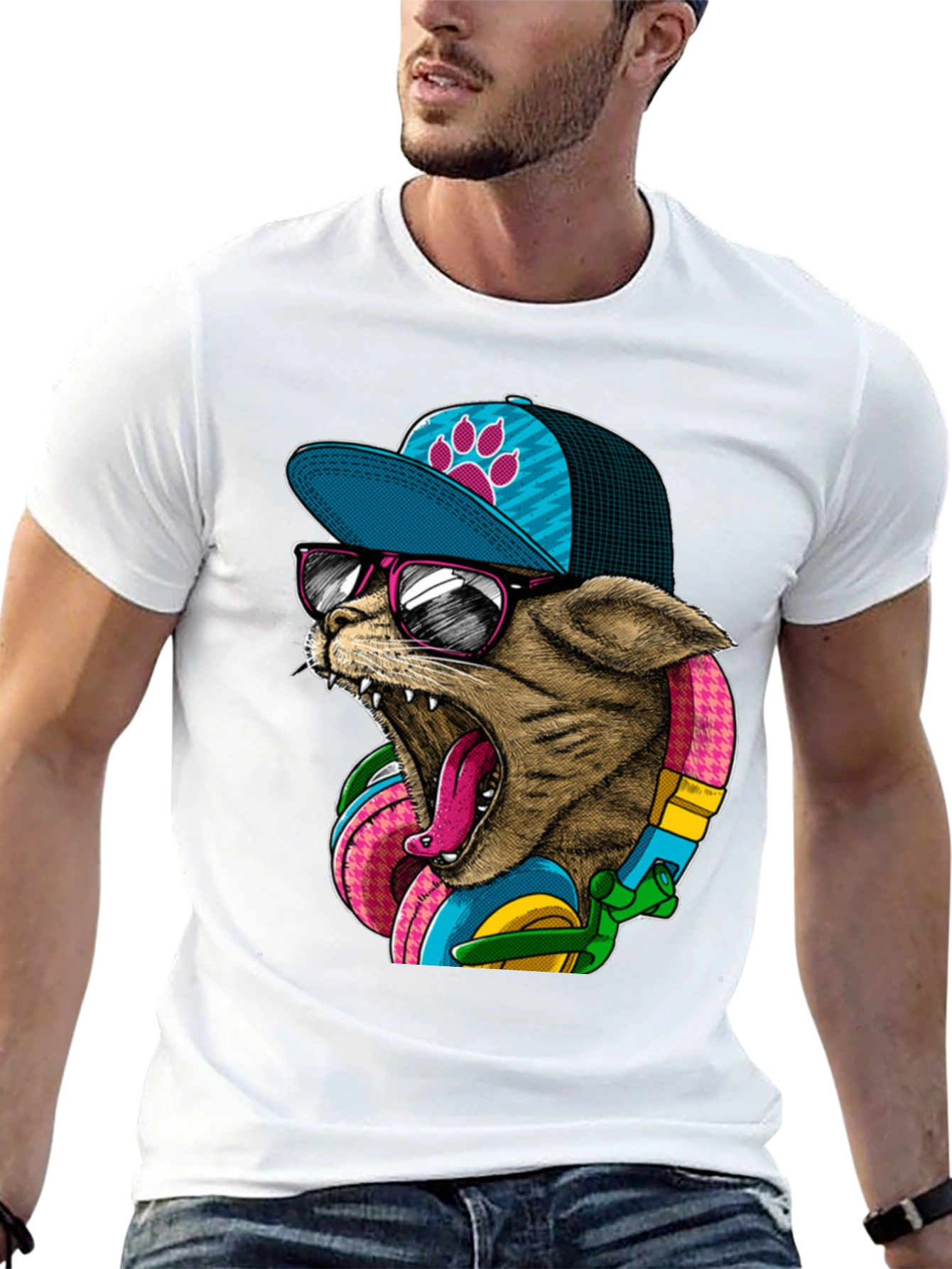 Cool Cat Graphic Tee - Trendy Streetwear Style