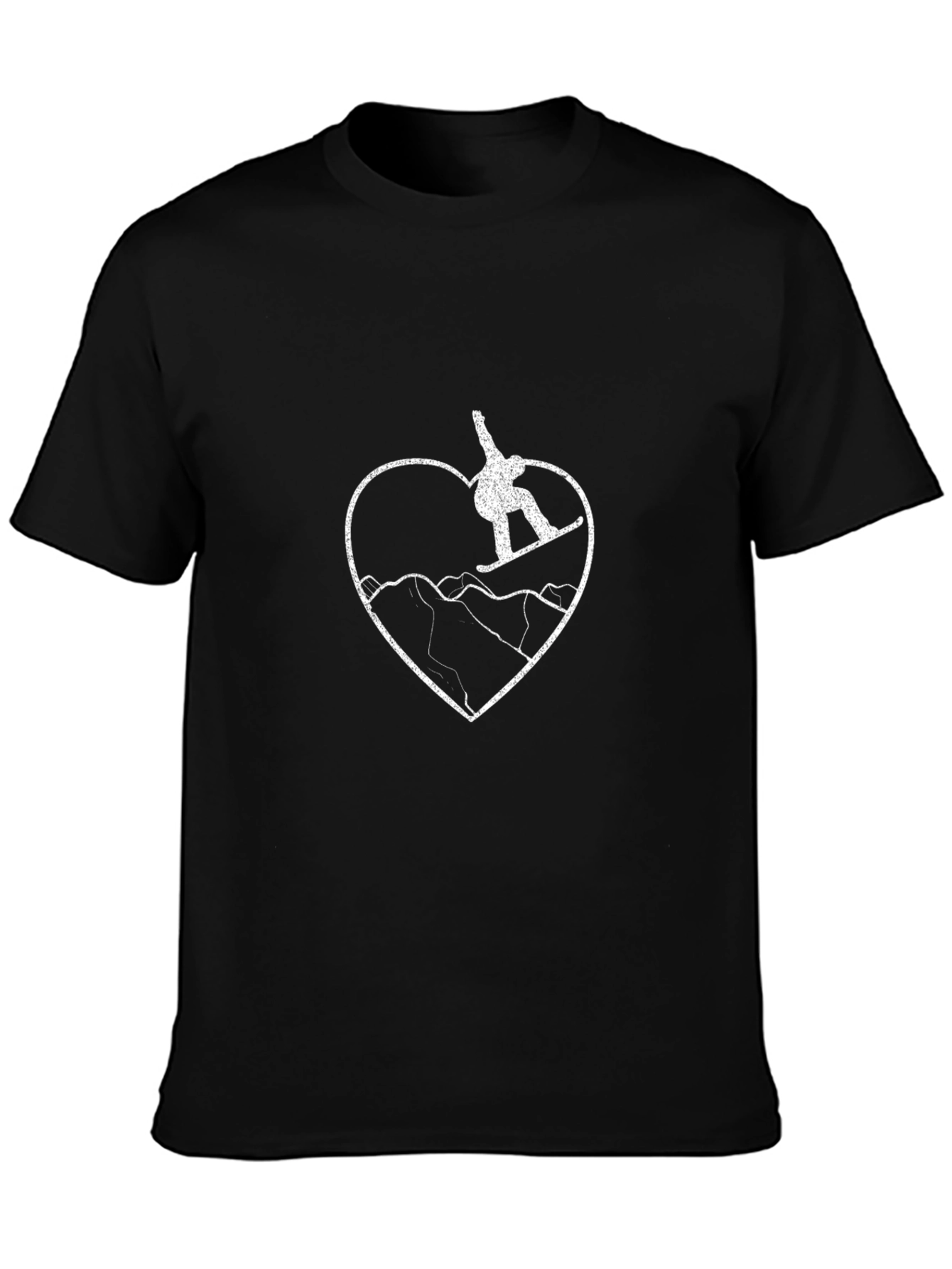 Snowboard Heart Tee - Black Graphic T-Shirt