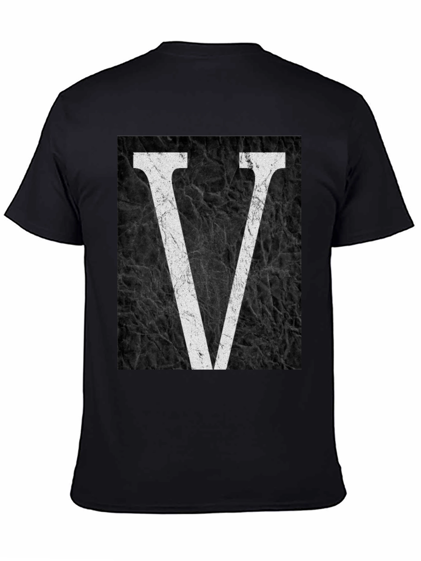 Black T-Shirt with White V Graphic
