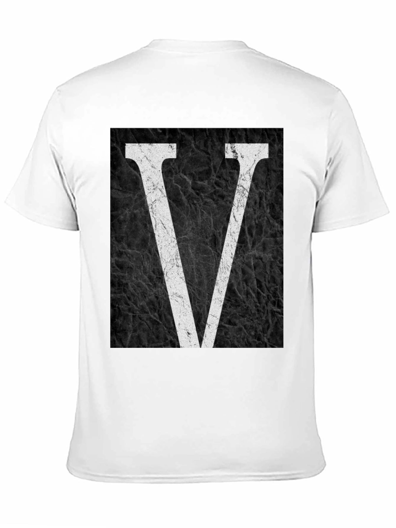 Black T-Shirt with White V Graphic