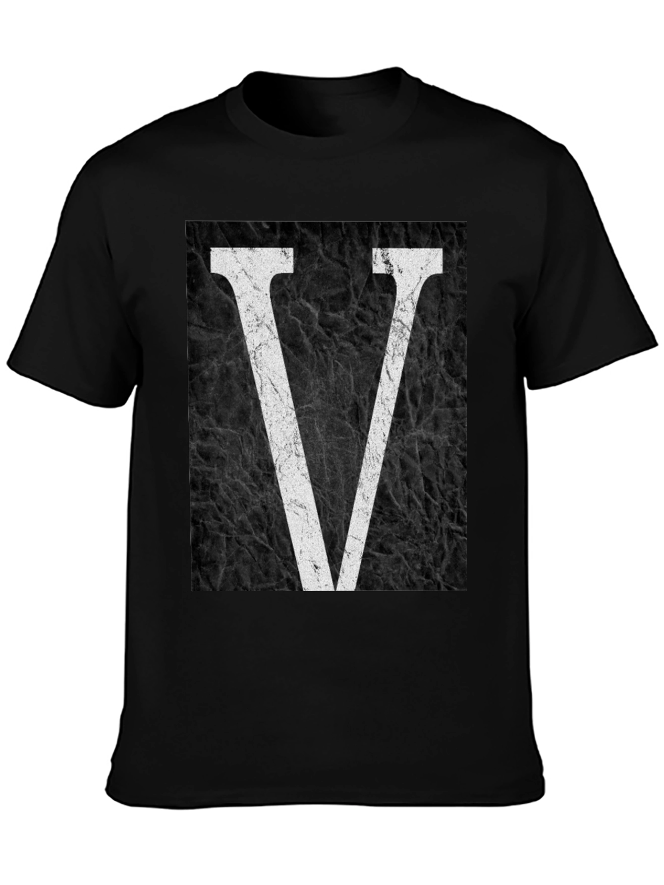 Black T-Shirt with White V Graphic