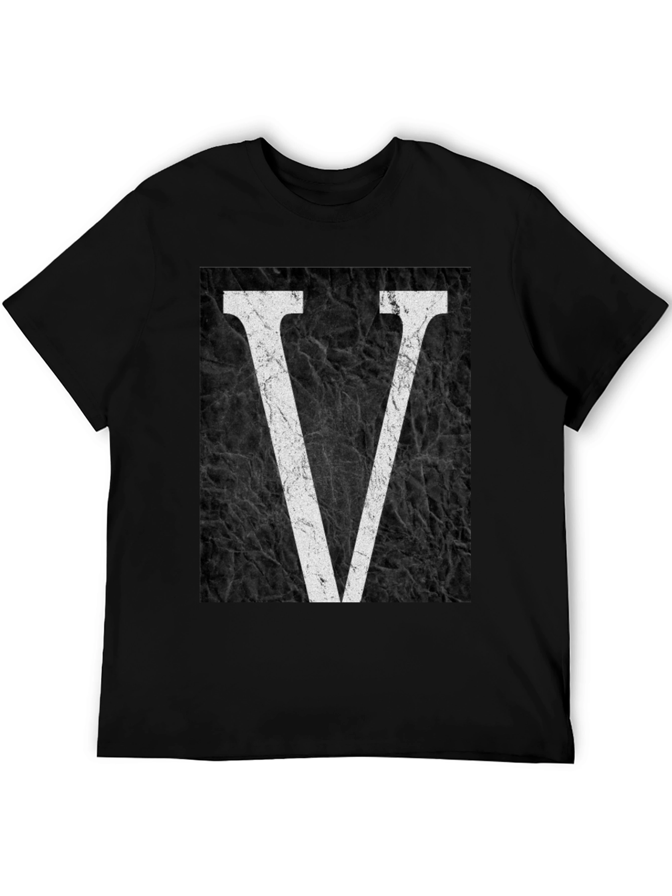 Black T-Shirt with White V Graphic