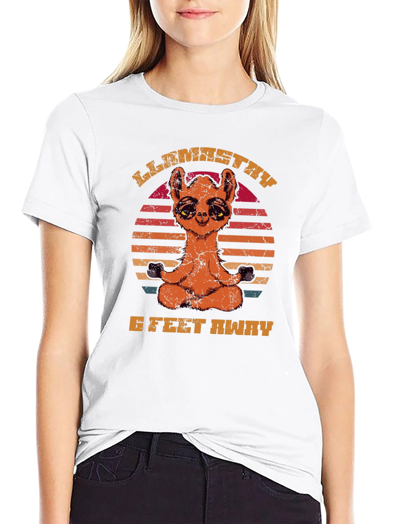 Llamastay 6 Feet Away Funny T-Shirt