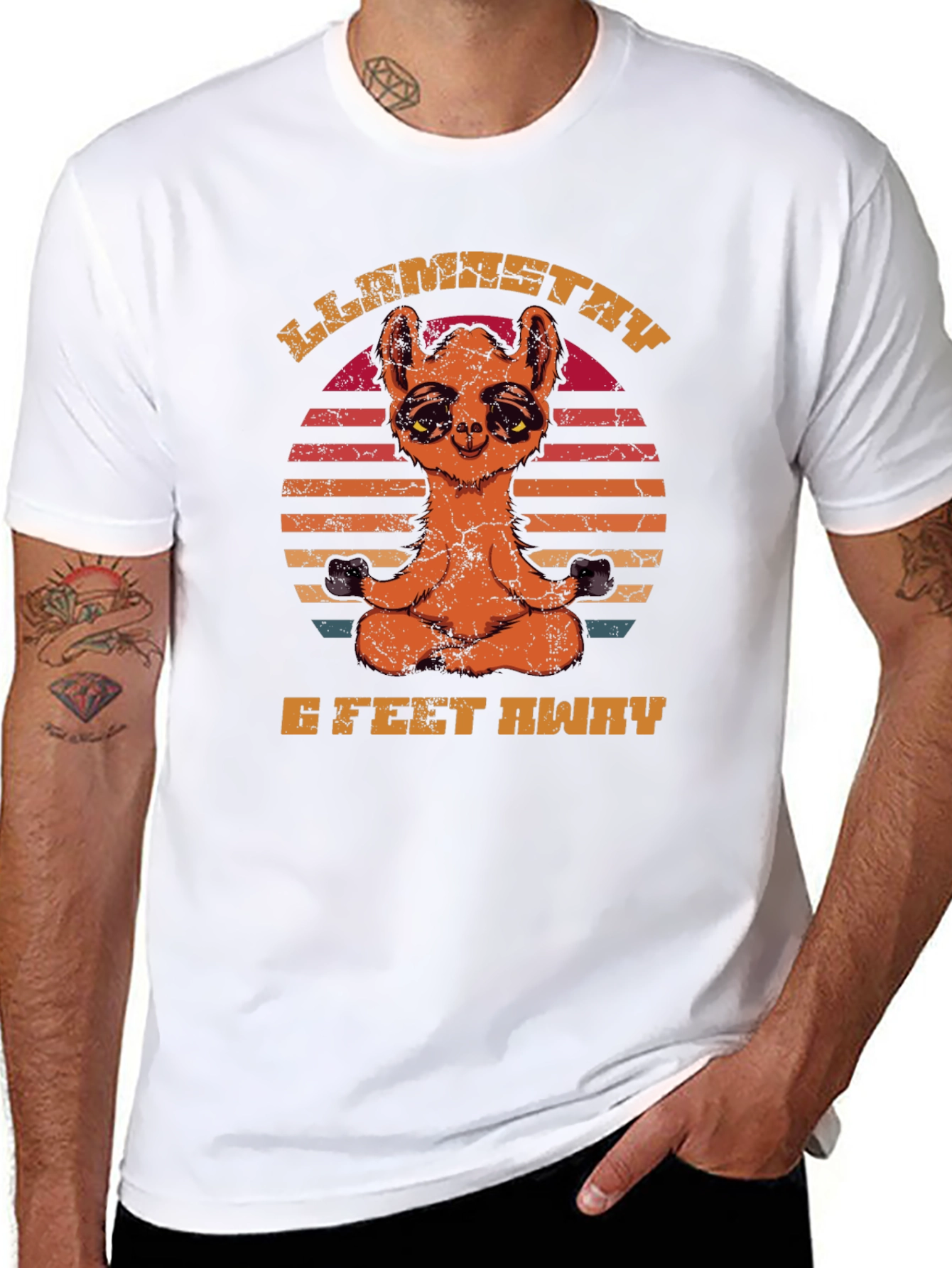 Llamastay 6 Feet Away Funny T-Shirt