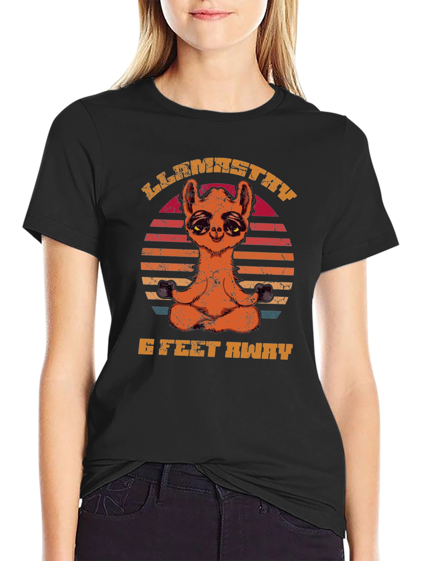 Llamastay 6 Feet Away Funny T-Shirt