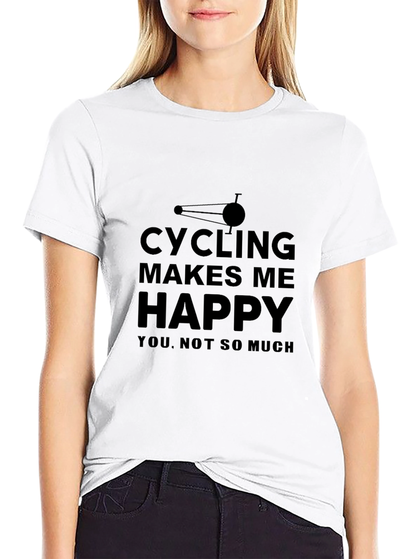 Cycling Makes Me Happy Black T-Shirt