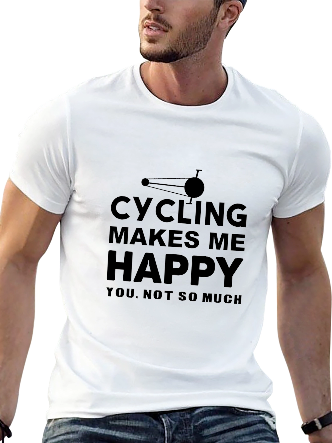 Cycling Makes Me Happy Black T-Shirt