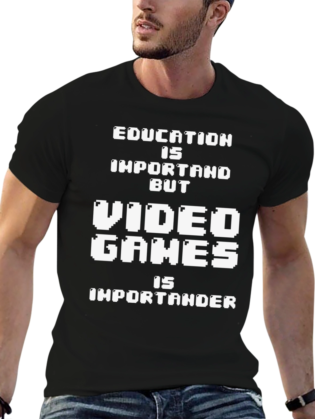 Funny Gamer T-Shirt: Education vs Video Games