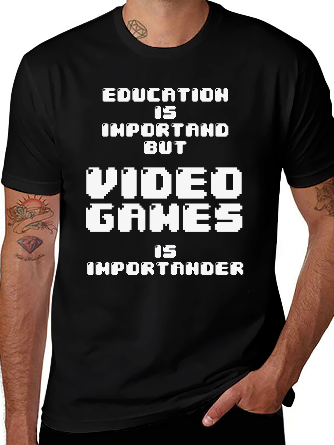 Funny Gamer T-Shirt: Education vs Video Games