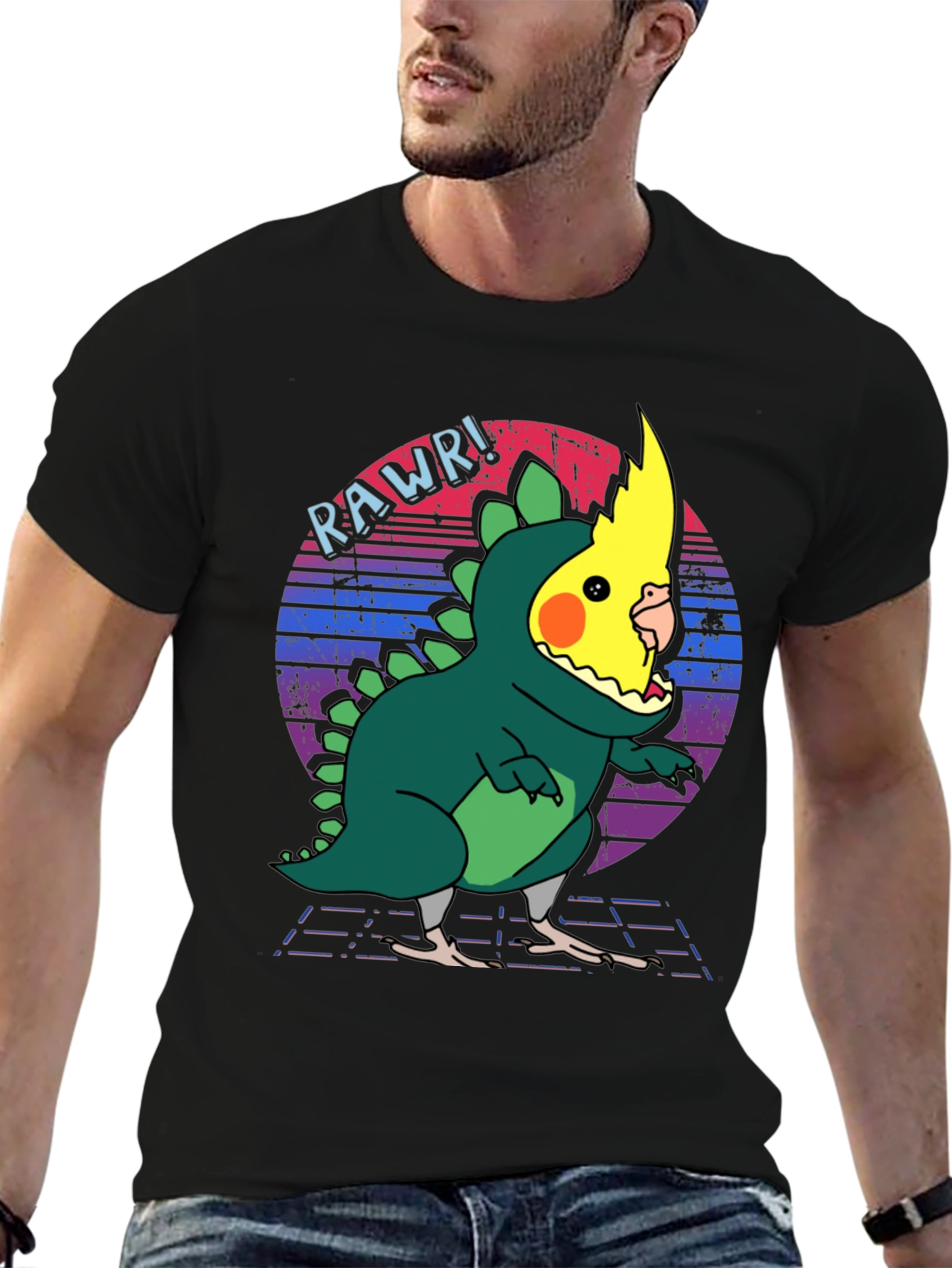 Retro Rawr! Parrot Dinosaur T-Shirt