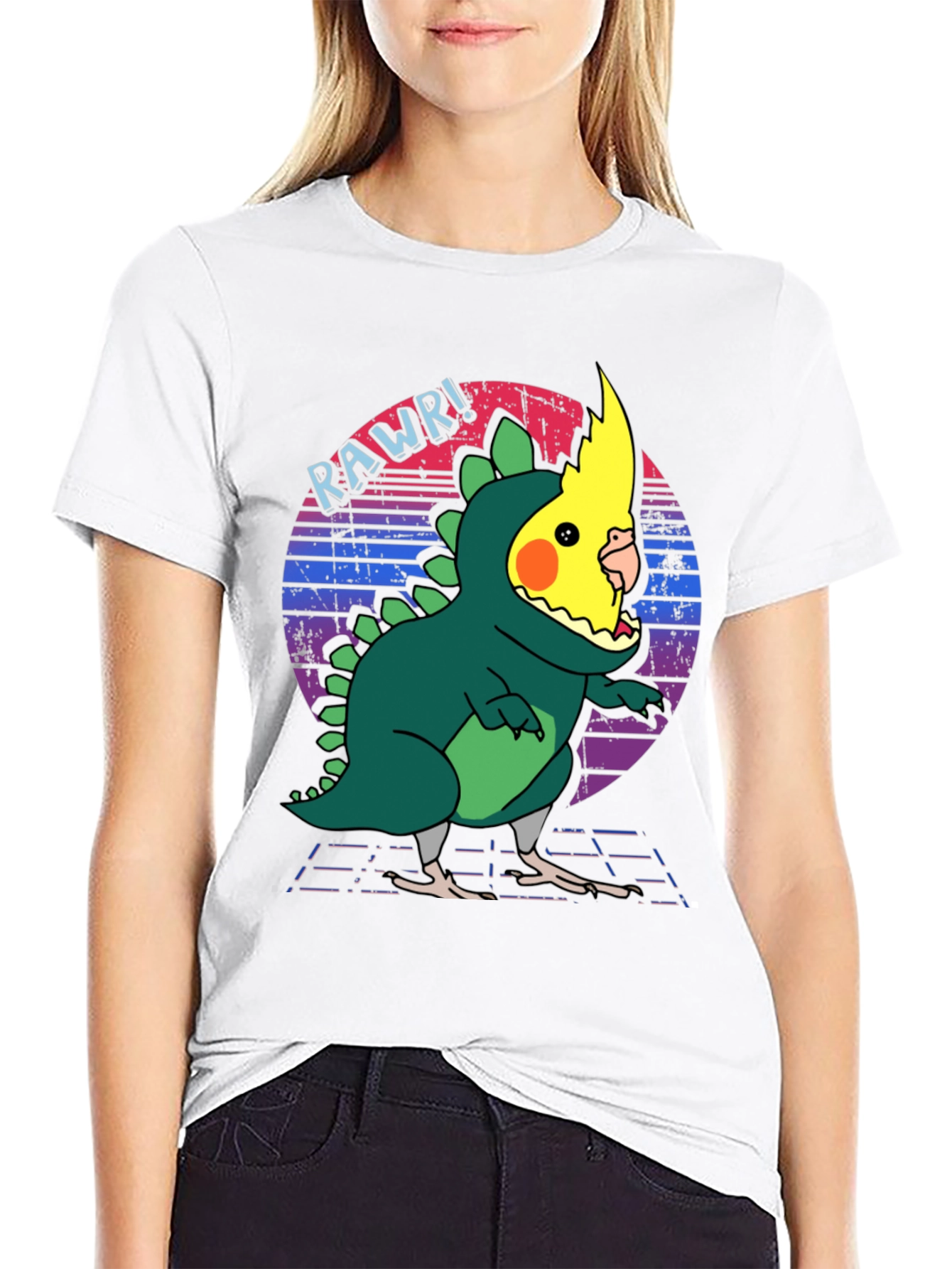 Retro Rawr! Parrot Dinosaur T-Shirt