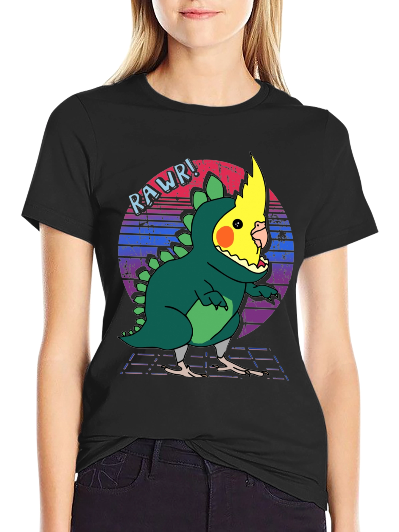 Retro Rawr! Parrot Dinosaur T-Shirt