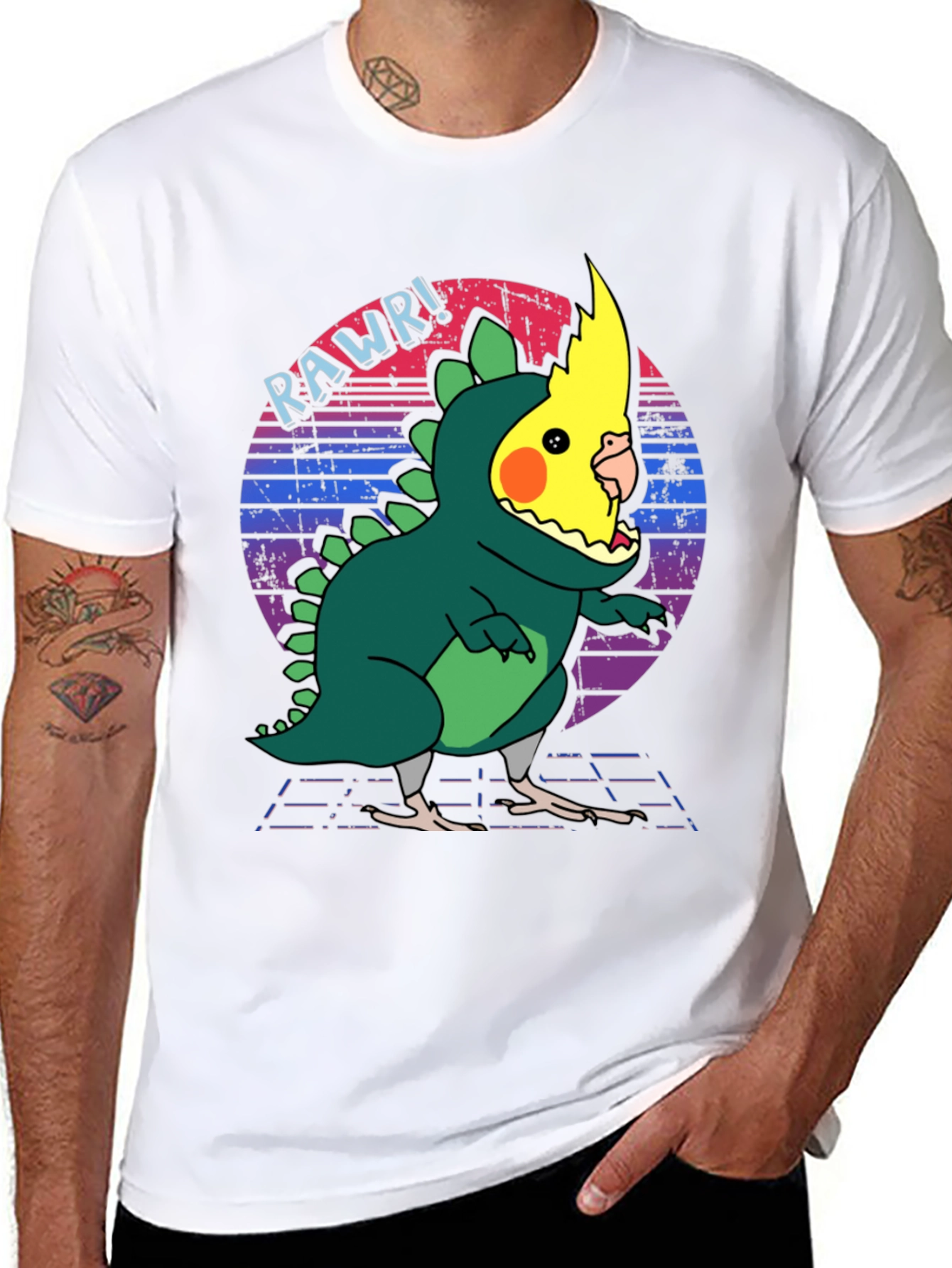 Retro Rawr! Parrot Dinosaur T-Shirt