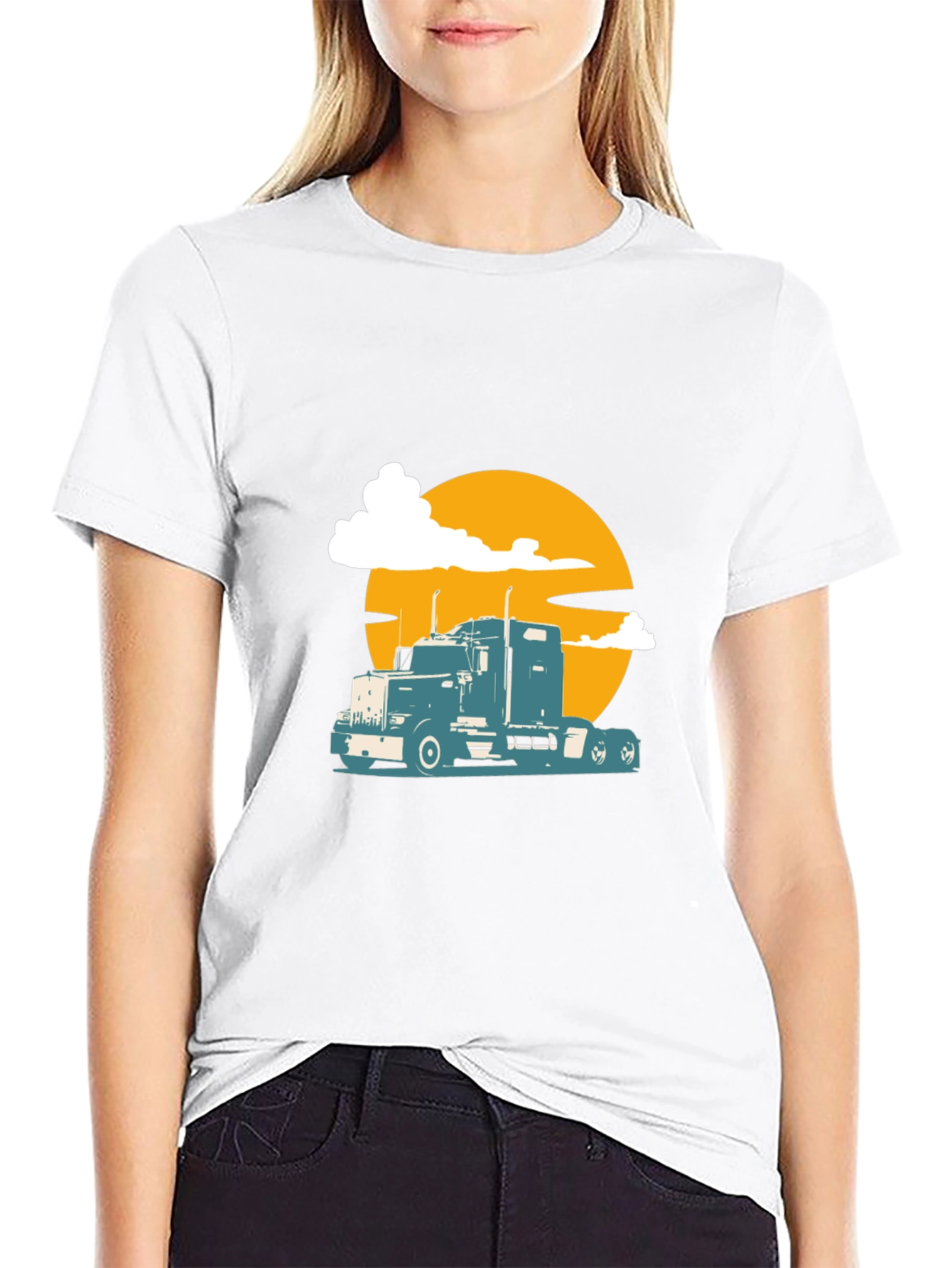 Trucker Sunset Tee - Black Graphic T-Shirt