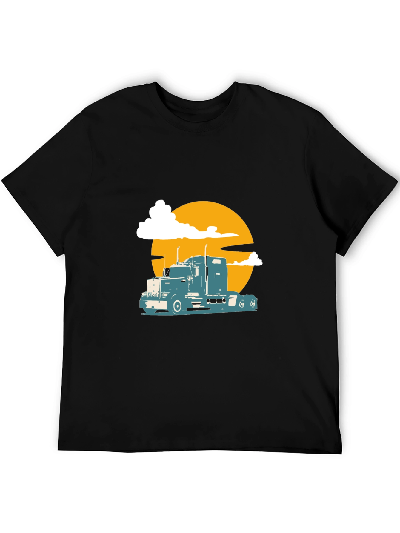Trucker Sunset Tee - Black Graphic T-Shirt