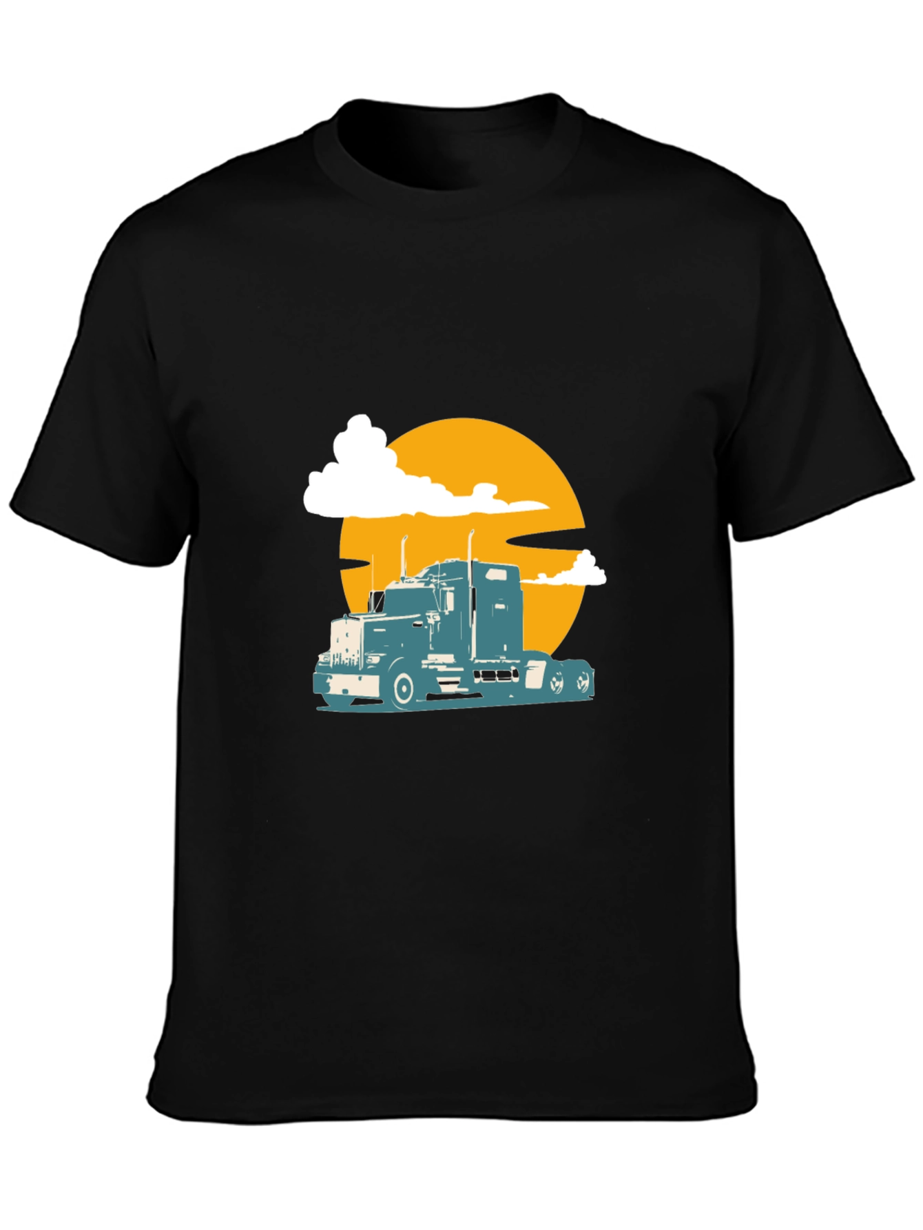 Trucker Sunset Tee - Black Graphic T-Shirt