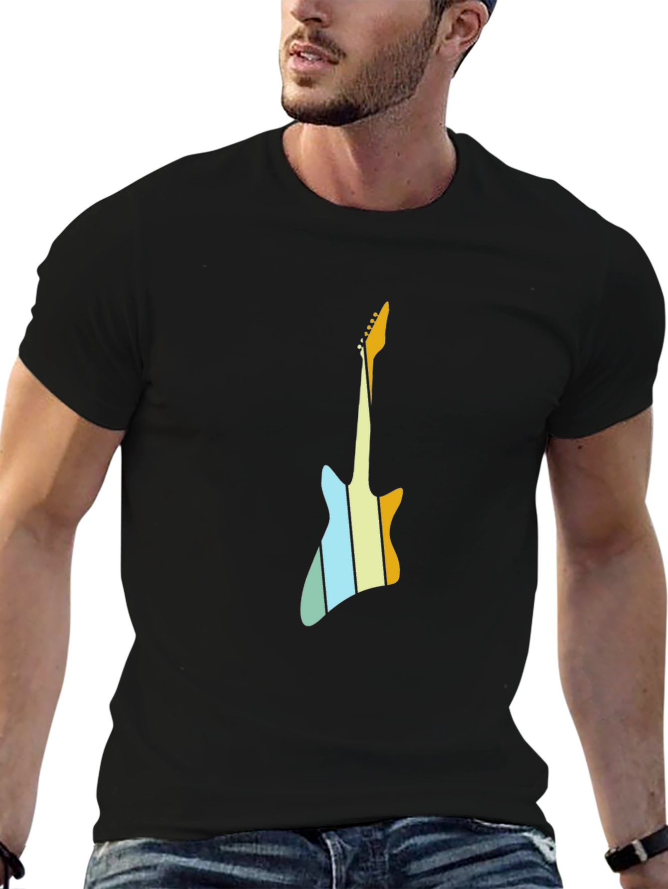 Retro Guitar T-Shirt - Black Graphic Tee