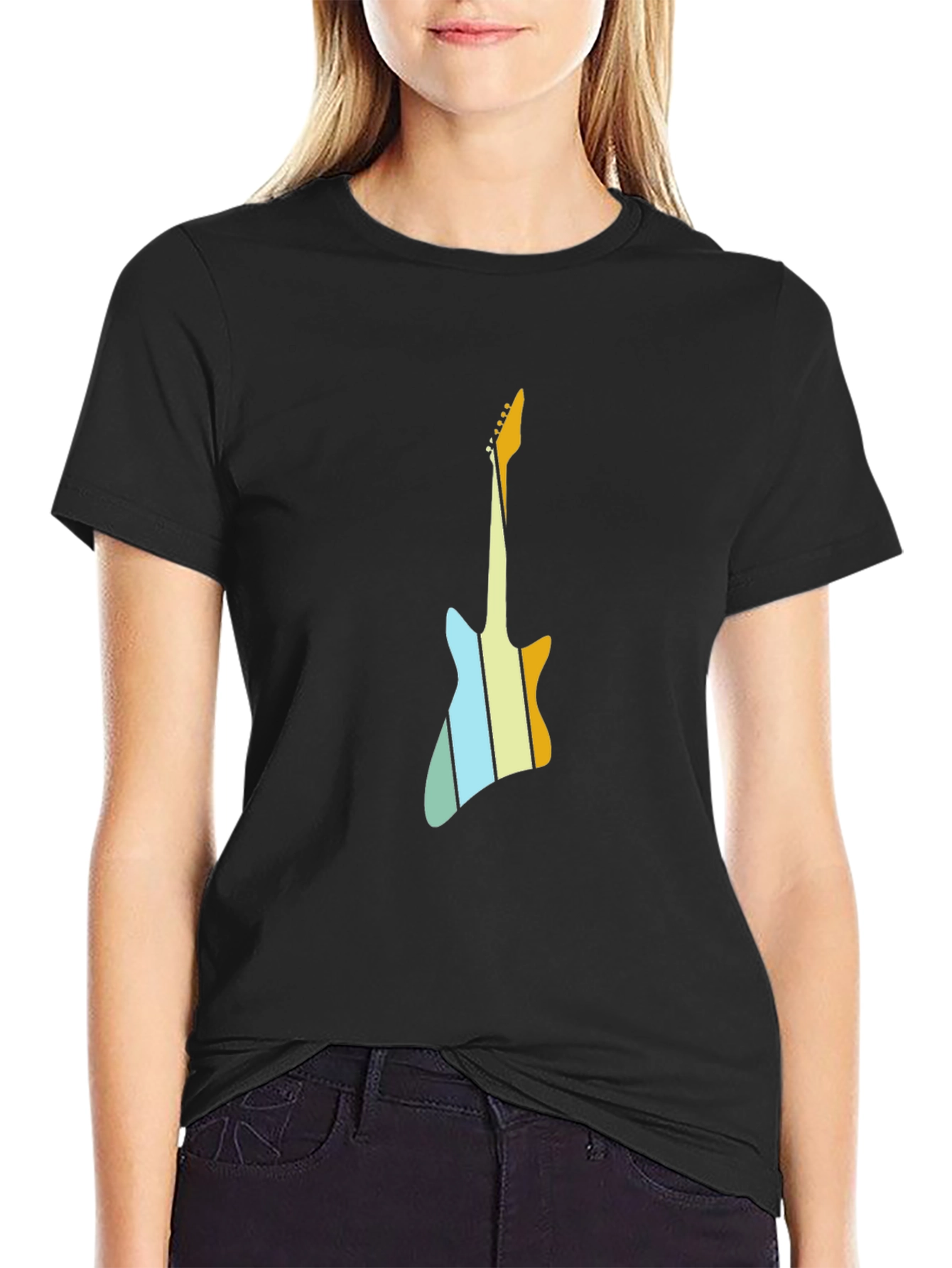Retro Guitar T-Shirt - Black Graphic Tee
