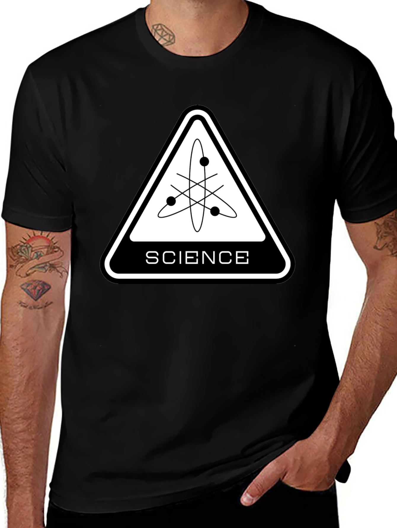 Science Atom Graphic Black T-Shirt