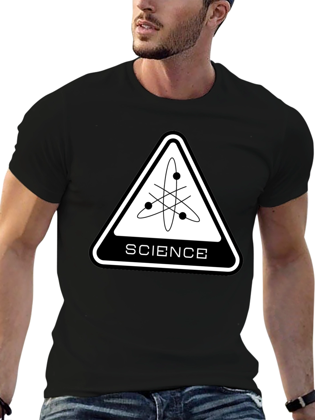 Science Atom Graphic Black T-Shirt