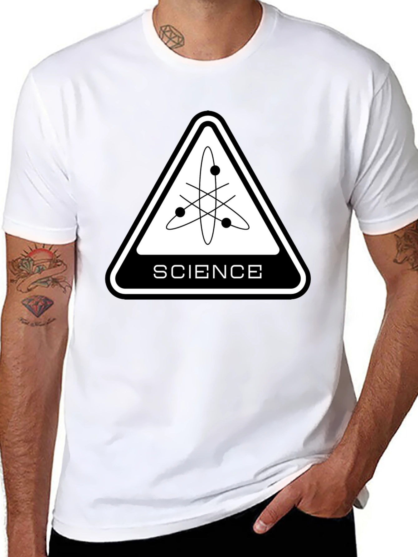 Science Atom Graphic Black T-Shirt