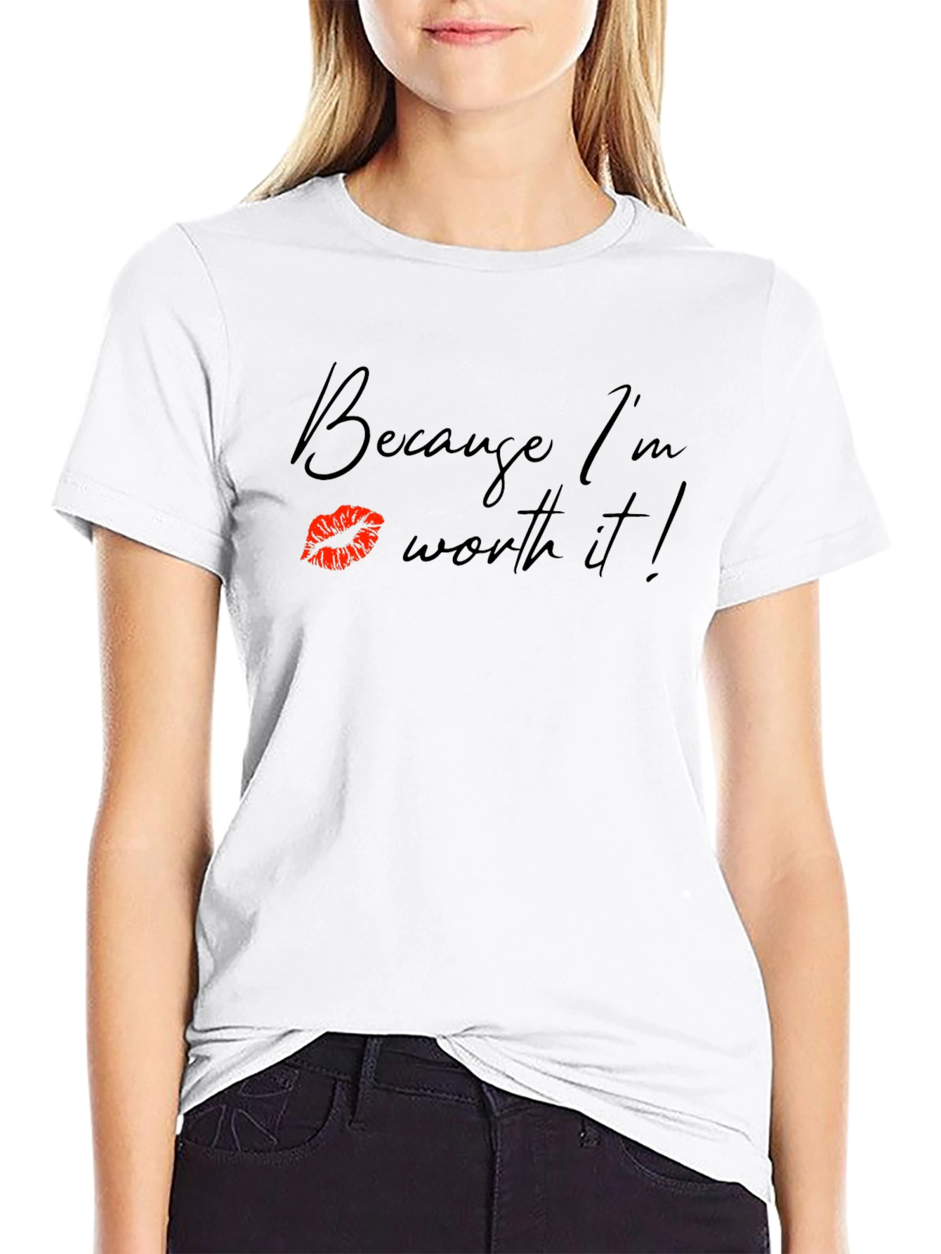 Because Im Worth It! Black Graphic Tee