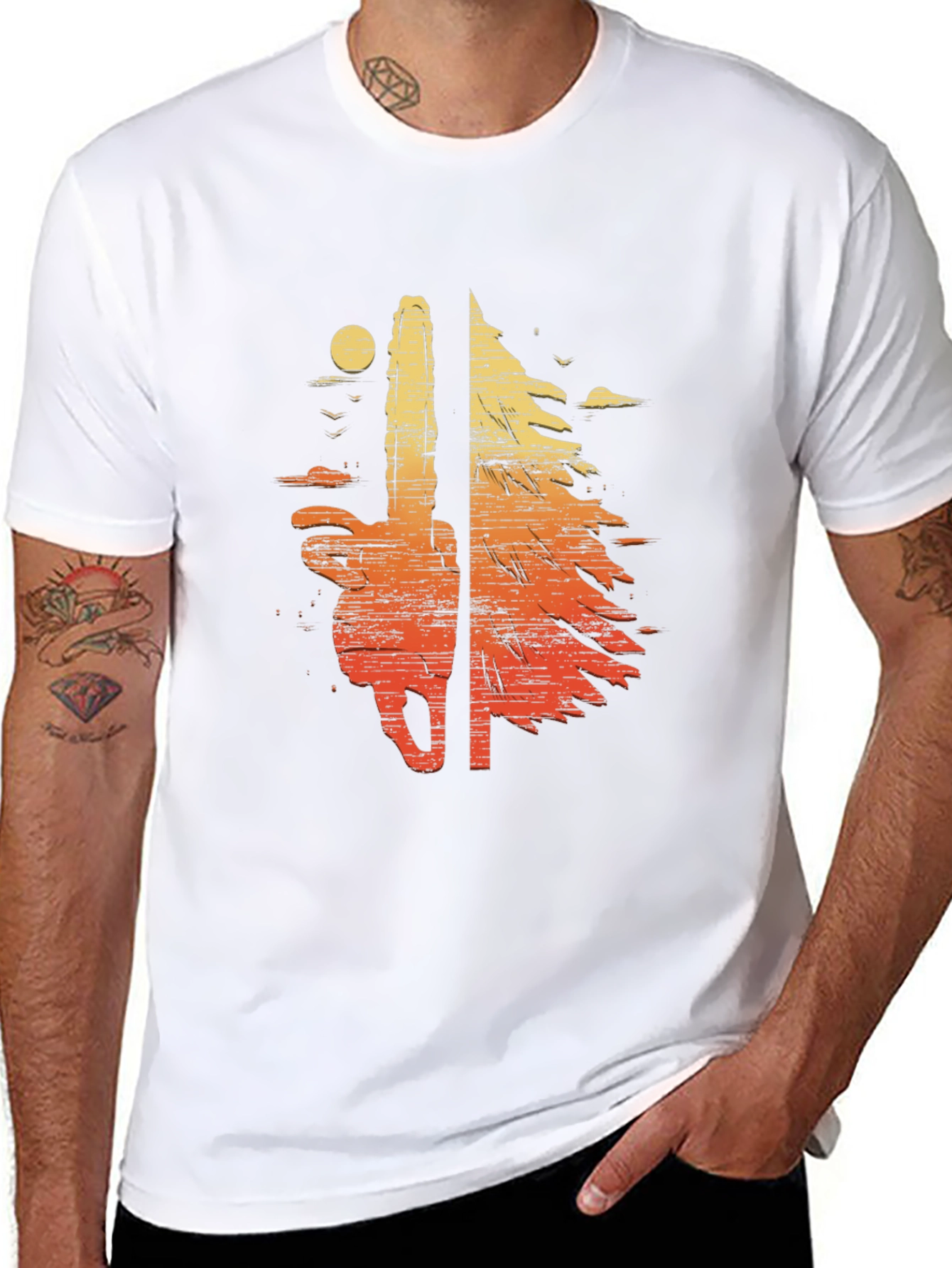 Chainsaw Sunset Graphic T-Shirt