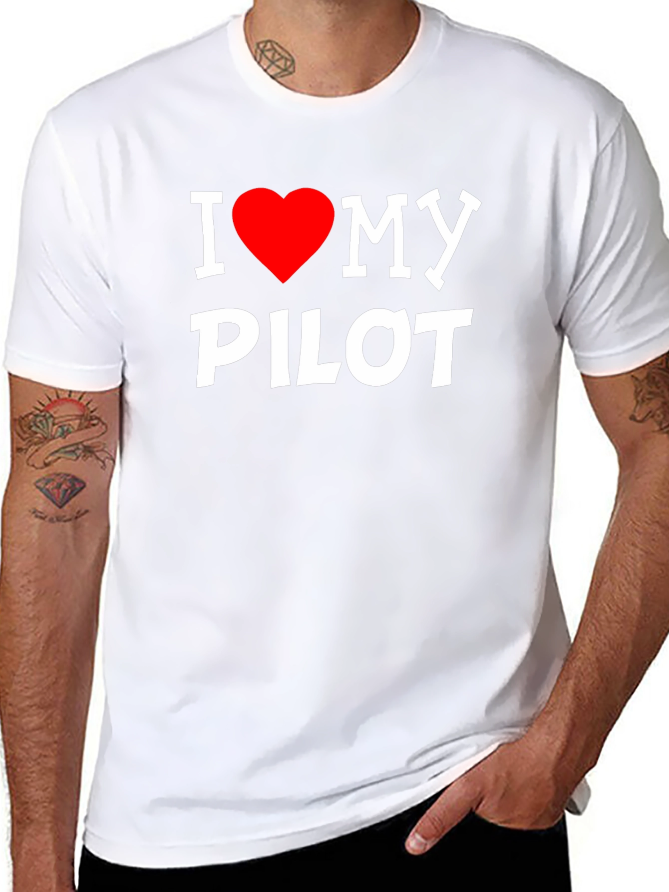I Heart My Pilot Tee - Black Graphic T-Shirt