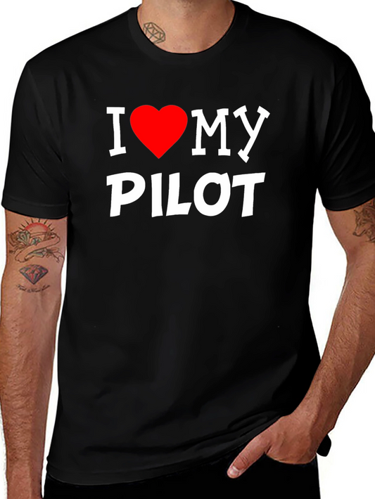I Heart My Pilot Tee - Black Graphic T-Shirt