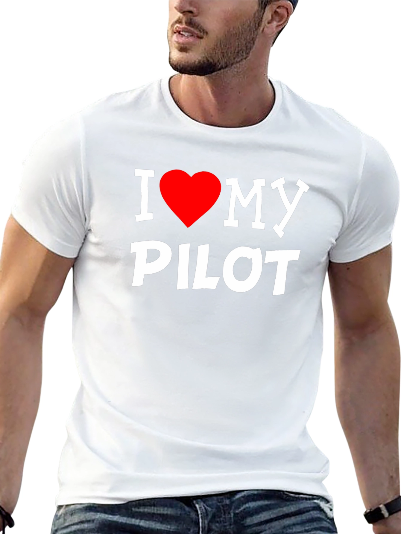 I Heart My Pilot Tee - Black Graphic T-Shirt