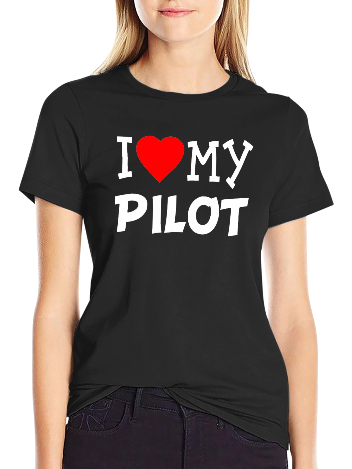 I Heart My Pilot Tee - Black Graphic T-Shirt